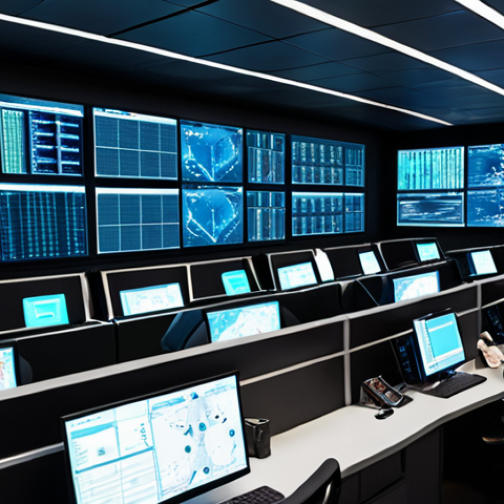 **Prompt:** A futuristic security operations center (SOC) with holographic displays showing AI algorithms analyzing threat data in real-time. Security analysts are collaborating using AI-powered SOAR platforms to predict and respond to cyberattacks. The scene emphasizes predictive threat detection and adaptive incident response, showcasing the convergence of AI and SOAR for enhanced security decision-making.
