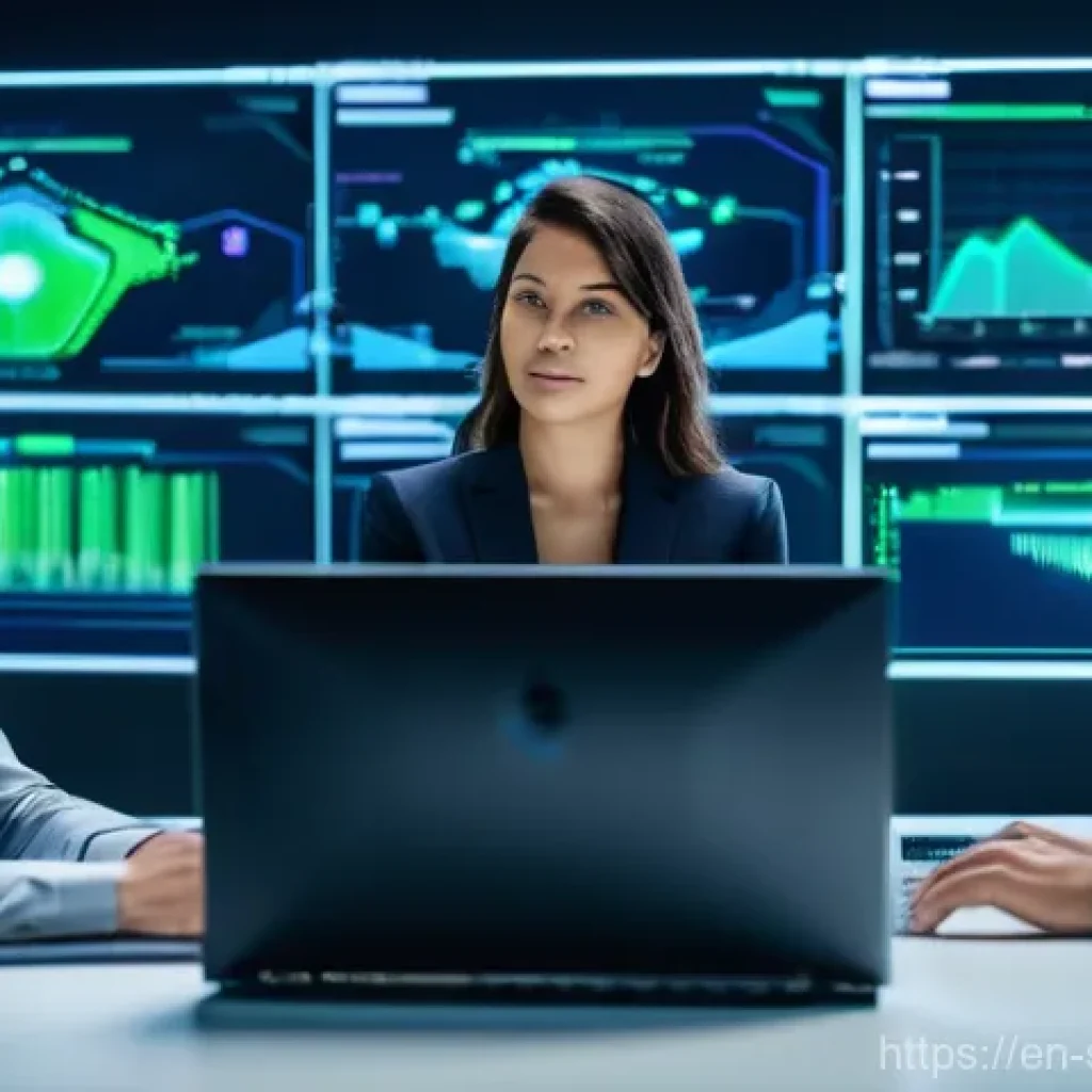 보안 오케스트레이션 자동화의 변화 관리 - **Prompt:** A diverse team of five cybersecurity analysts, professionally dressed in a modern, well-...