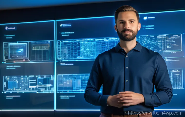 보안 오케스트레이션 자동화의 시스템 성능 개선 - A highly detailed image of a cybersecurity professional, in their late 20s to early 30s, with a focu...