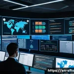 Home 21 보안 오케스트레이션과 프로세스 개선 전략 - A modern cybersecurity operations center bustling with activity, featuring diverse security analysts...