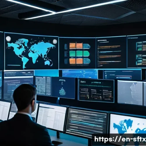 Home 33 보안 오케스트레이션과 프로세스 개선 전략 - A modern cybersecurity operations center bustling with activity, featuring diverse security analysts...