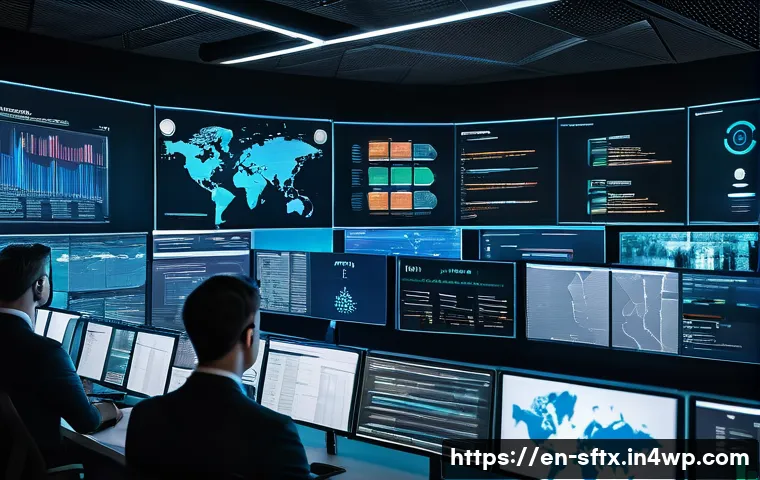 보안 오케스트레이션과 프로세스 개선 전략 - A modern cybersecurity operations center bustling with activity, featuring diverse security analysts...